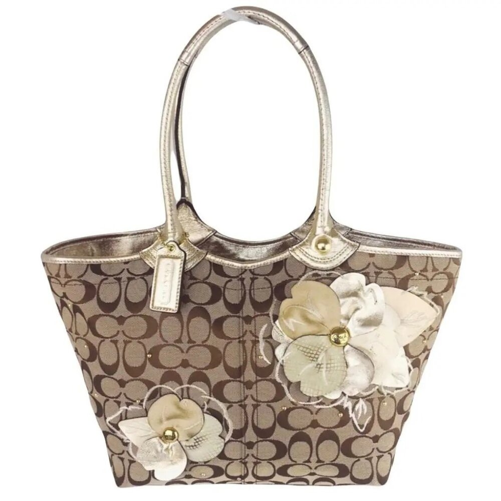 Vintage Coach Bleeker Floral Applique Satchel Handbag Purse